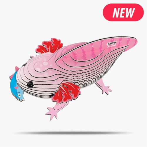 EUGY 3D Cardboard Model Kit, Pink Axolotl, Educational DIY Craft Project for Ages 6+, Award-Winning Design