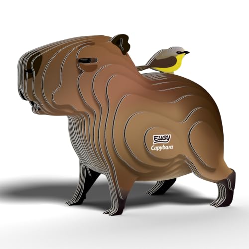 EUGY Capybara 3D Card Model Kit – Eco-Friendly Craft Kit for Kids & Adults, Collectable Animal Figure, Easy to Build, Educational STEM Gift