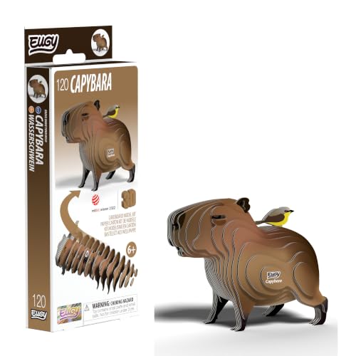 EUGY Capybara 3D Card Model Kit – Eco-Friendly Craft Kit for Kids & Adults, Collectable Animal Figure, Easy to Build, Educational STEM Gift